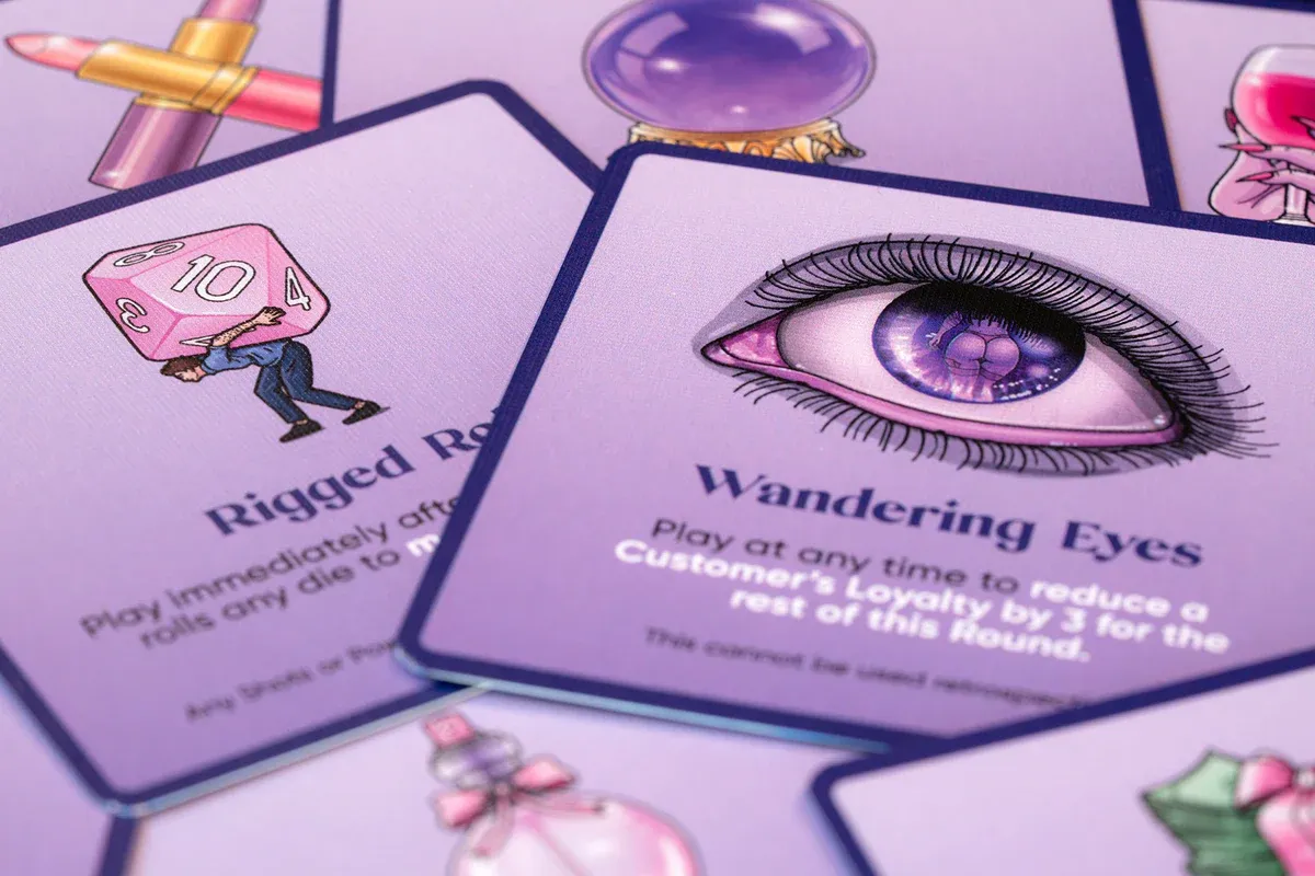 An image of playing cards for the board game 'Nightshift', created by Exotic Cancer.